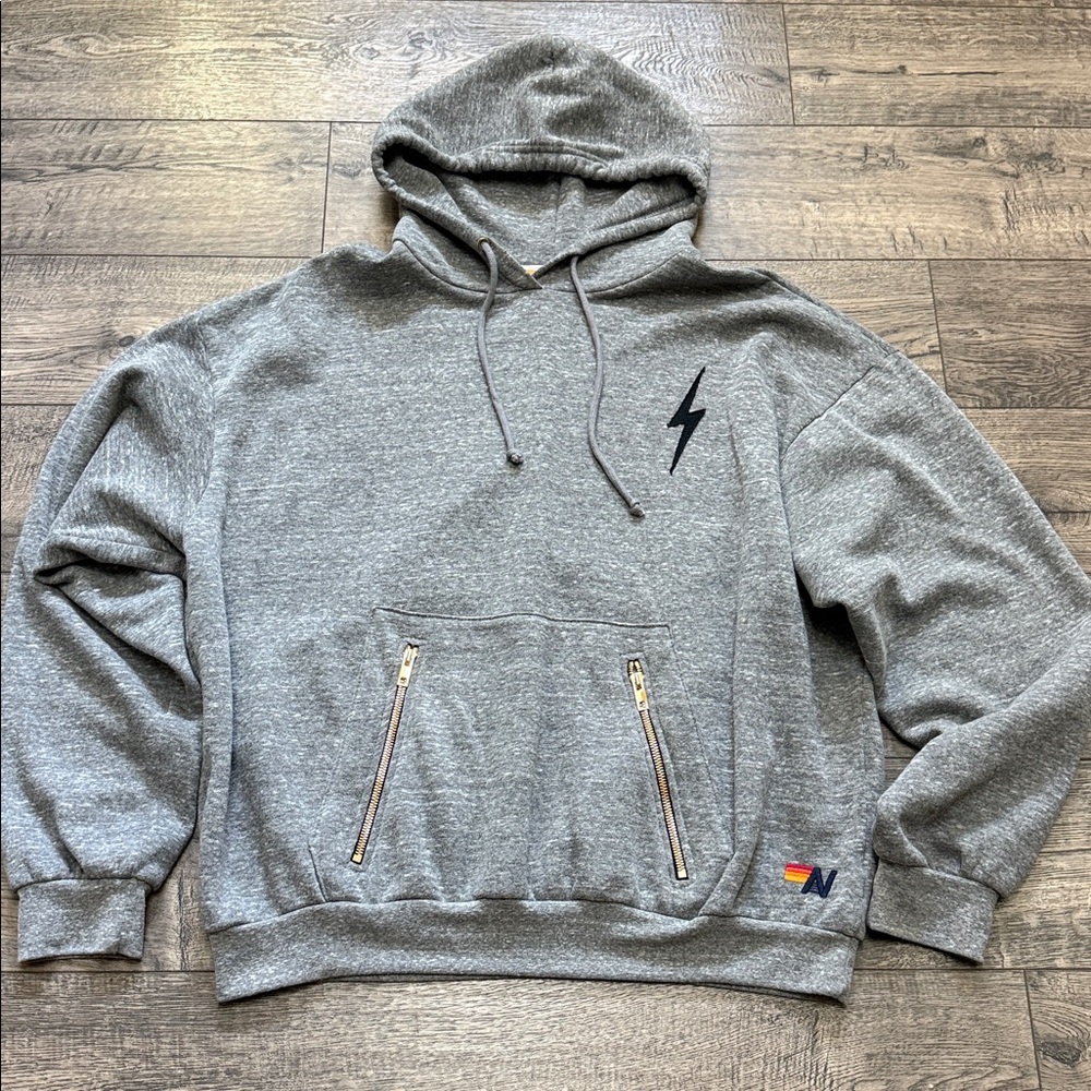 Aviator Nation Gray Hoodie with Gold Accents